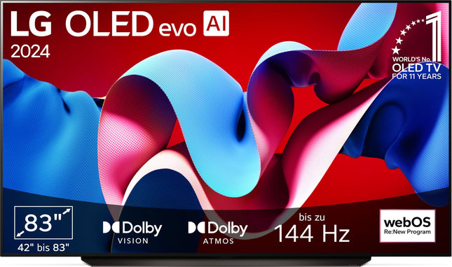 LG OLED83C47LA TV 83" (210 cm) OLED evo TV (α9 Gen7 4K AI processor, webOS 24, Dolby Vision, up to 120Hz) [Model year 2024]