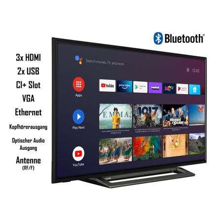 Toshiba 43LA3B63DGW 43-inch TV/Android Smart TV (Full HD, HDR, Google Play Store, Google Assistant, Triple Tuner, Bluetooth) [2023]