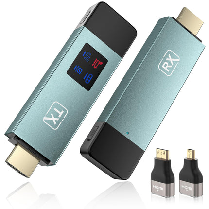 Wireless HDMI Transmitter and Receiver, 98 FT/30M Stable Connection, 2.4G/5G Portable HDMI Wireless with LED Screen, Plug &amp; Play for Streaming Video Audio File from Laptop, PC to HDTV, Projector.