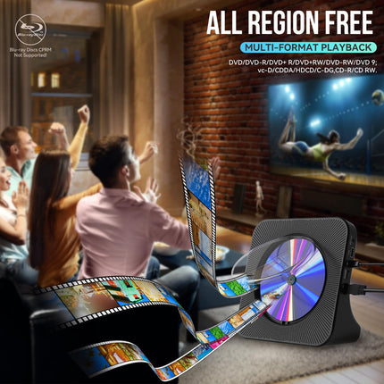 Gueray DVD-mängija telerile, kõikide piirkondade tasuta lauaarvuti DVD/CD-mängija koju, Bluetooth-kõlaritega, ekraaniga, äratuskellaga, FM-raadioga ja CD-mängijaga, USB-kaardi taasesitusega, kaasas kaugjuhtimispult, HDMI-kaabel