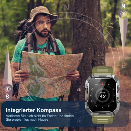 Blackview Smartwatch Men, Fitness Watch with Phone Function, Make/Receive Calls, Compass, IP68 Waterproof, Sports Watch with 100+ Sports Modes, Heart Rate Sleep Monitor, Pedometer, Watch for Android iOS