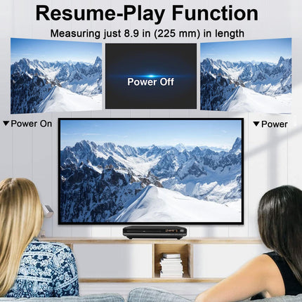 JOVELL kompaktne HD DVD-mängija telerile HDMI AV-väljundi ja kaabliga, 1080P DVD-CD-mängija USB-sisendiga, kõik piirkonnad vabad, veaparandus, integreeritud PAL NTSC süsteem (must DVD-168)