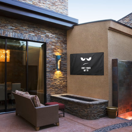 kwmobile compatible with 55" TV Outdoor TV Cover - TV Case Screen Protector - Weatherproof - White Black Don't Touch My TV