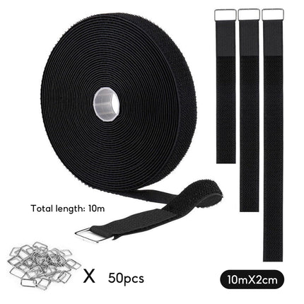 Reusable cable ties, 10 m x 2 cm, hook and loop straps with 50 buckles, adjustable cable ties, fastening cable ties for cable management, cable organizer