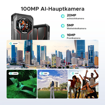 DOOGEE S119 Outdoor Handy Ohne Vertrag 10200mAh/33W Outdoor Smartphone 512GB+24GB/2TB, 1.32" Rückdisplay 6.72” FHD+ 120Hz Baustellenhandy, 100MP+16MP, IP68/ Fingerabdruck/ 3 Card Slot/NFC/Face ID