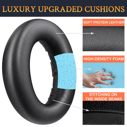 SOULWIT Replacement Ear Pads for Sennheiser Accentum/Accentum Plus Headphones, Soft Protein Leather Earpads, Noise Isolation Foam