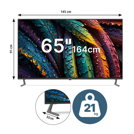 TechniSat TV 65 UHD - 65-tolline/164 cm 4K/UHD nutiteler (kolmekordne tuuner, WiFi, voogedastusrakendused, Bluetooth, USB-salvestus, ajanihkefunktsioon, 2 x 10 vatti) must