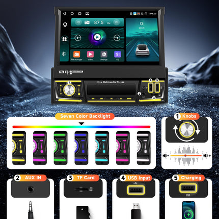 【4+64G】 Hodozzy juhtmevaba Carplay Android autoraadio 1 DIN 7-tollise ekraaniga, autoraadio Bluetooth 5.0 koos Android Auto/DSP/WiFi/GPS/RDS/FM/Bluetooth/USB+tagurduskaameraga