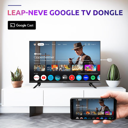 STRONG Leap-Neve 4K UHD Google TV voogedastuspulk Etherneti pordiga, 2 GB muutmälu + 16 GB mälu, WiFi 6, Android 12, integreeritud Chromecast, Google Assistant, Dolby Atmos ja Dolby Vision