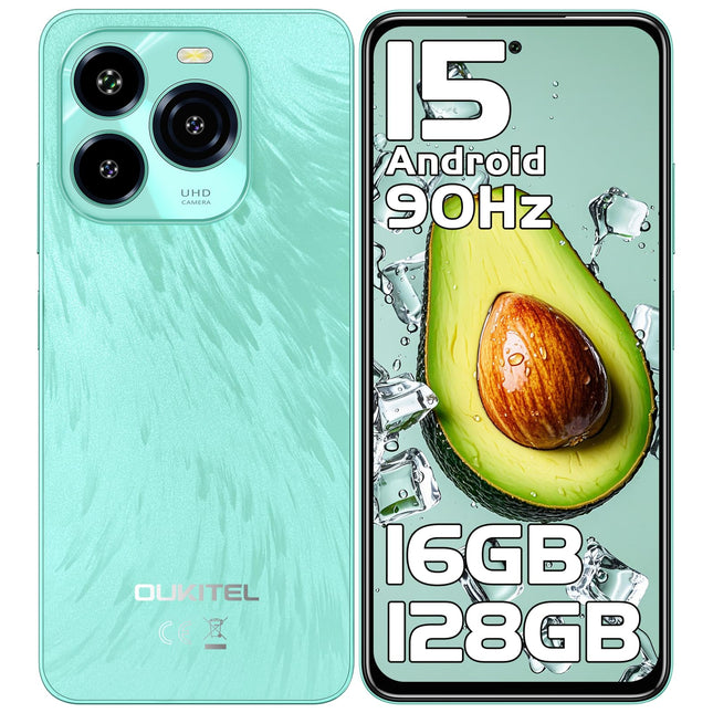 OUKITEL C65 Android 15 Handy Ohne Vertrag, 16GB+128GB/1TB Smartphone Ohne Vertrag, 6.7" HD+ 90Hz Handy Günstig, 50MP+8MP, 5150mAh Simlockfreie Handys, Dual SIM 3 Steckplatz/Fingerabdruck/3.5mm Jack