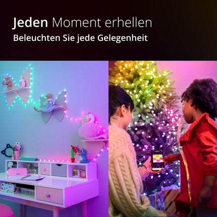 Twinkly Strings USB-C Hearts 100 LED, südamekujulised LED-kettvalgustid, RGB LED-tuled, mitmevärvilised, valentinipäeva tuled, ühildub Alexa ja Google Home'iga, USB-C, läbipaistev kaabel, 6m