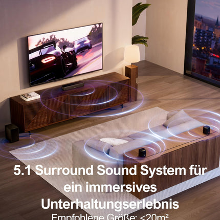 ULTIMEA 5.1 ruumilise heli süsteem, teleritele mõeldud heliriba rakenduse juhtimisega, subwooferiga heliriba, 2 ruumilise heli kõlarit, reguleeritava bassiga kodukino helisüsteem, Bluetooth 5.3, Aura A30