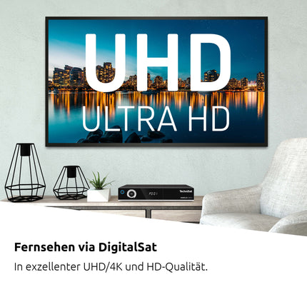 TechniSat DIGIPLUS UHD S - 4K satelliitvastuvõtja kahe tuuneriga (DVB-S, DVB-S2, PVR salvestusfunktsioon, WLAN, LAN, CI-Plus, USB) must