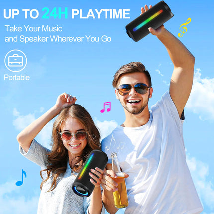 KingSom Bluetooth Speaker with Light, Portable Bluetooth 5.3 Music Box with Enhanced Bass, Waterproof Bluetooth Music Box with 24h Battery, Portable Bluetooth Speaker for Outdoors, Travel