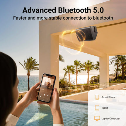 STUDIOFINIX 6,5-tolline 400-vatine veekindel väliskõlar Bluetooth-seinale kinnitatav kõlar veekindel ilmastikukindel terrassi, garaaži, kodu ja õue jaoks (must)