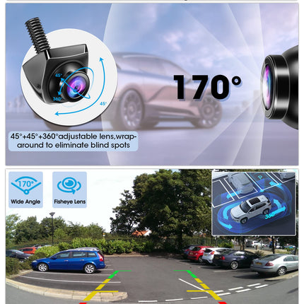 AHD 1080P Rear View Camera Car Reversing Camera with 360°+45° Adjustable Lens Cable Rear View Camera 170° Wide Angle Universal NTSC Rear Camera Supports 12-24V Front Camera Car for Vans Trucks