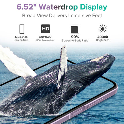 Ulefone Note 14 Smartphone without contract, 4G Android 12 Quad-core 16GB ROM 128GB Expandable 4500mAh with 8MP Camera 6.52 inch 3 Slots/Face ID/GPS/WiFi/FM/Large Font Dual SIM Black