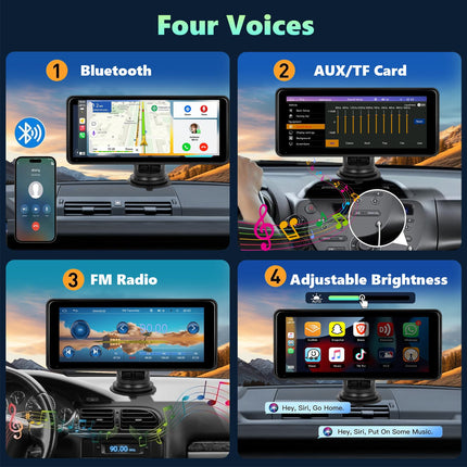 Podofo 6,86-tolline kaasaskantav autostereo juhtmevaba Carplay/Android Auto toega, pööratav alus 7–32 V puutetundliku ekraaniga, juhtmevaba AirPlay/Bluetooth-muusika/peegliühendus/TF/USB/AUX