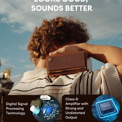 Edifier MP230 Portable Bluetooth Speaker, Wireless Speaker with 48mm Drivers, 20W RMS Stereo Sound, Crisp Treble and Punchy Bass, 9h Playtime, Bluetooth V5.0, AUX, Micro SD (Retro Wood)
