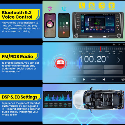 4+64GB Car Radio for Audi A3 S3 RS3 2003-2012 with Wireless Carplay &amp; Android Auto, Android 13 7 inch IPS Car Radio with GPS Voice Control SWC Rear View Camera Bluetooth 5.2 Hands-Free System WiFi