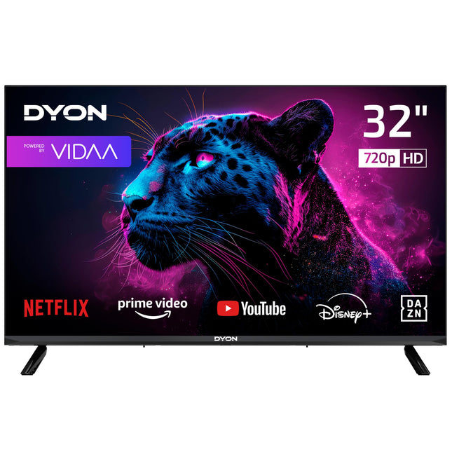 DYON Movie Smart 32 VX - 80 cm (32-inch) TV (HD Smart TV, HD Triple Tuner (DVB-C/-S2/-T2), App Store, Prime Video, Netflix, YouTube, DAZN, Disney+)