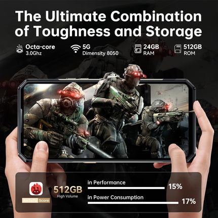 OUKITEL WP30 Pro Outdoor Mobile Phone 5G - 24+512GB Dimensity 8050 Outdoor Smartphone Without Contract, 11000mAh/120W, 108MP+20MP Night Vision, 6.78" FHD+ 120Hz Dual Display, IP68 Android 13, WiFi 6, NFC