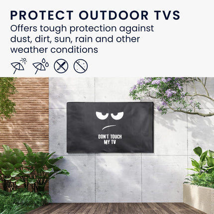 kwmobile compatible with 55" TV Outdoor TV Cover - TV Case Screen Protector - Weatherproof - White Black Don't Touch My TV