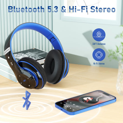 Lankey Sound Bluetooth-kõrvaklapid, kõrvapealsed Bluetooth-kõrvaklapid 6 ekvalaiseri režiimiga, 65 tundi juhtmevabad kõrvaklapid sisseehitatud HD-mikrofoniga, FM, SD/TF õues, transpordiks, reisimiseks, õppimiseks