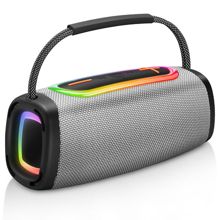 Matast Portable Bluetooth Speaker with Handle, Powerful Bass, BT5.3, IP6 Waterproof Wireless Stereo Pairing Speaker with RGB Multi-Color Rhythm Lights for Home/Outdoor/Party