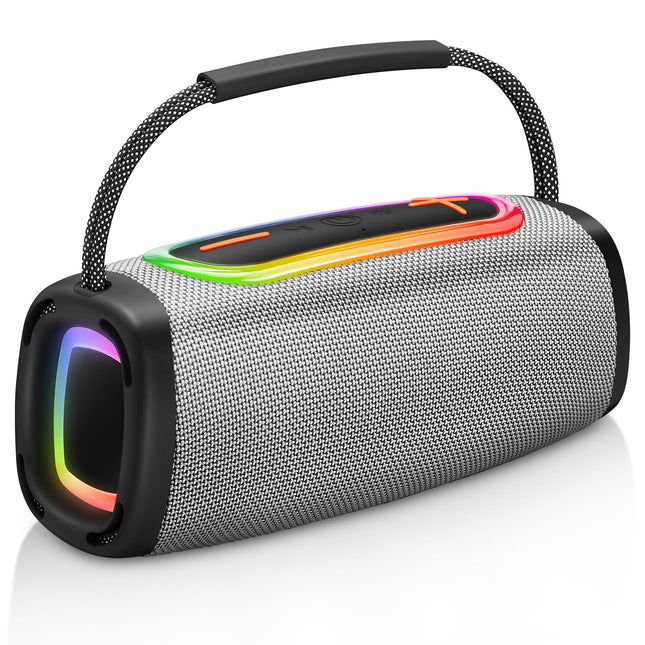 Matast Portable Bluetooth Speaker with Handle, Powerful Bass, BT5.3, IP6 Waterproof Wireless Stereo Pairing Speaker with RGB Multi-Color Rhythm Lights for Home/Outdoor/Party