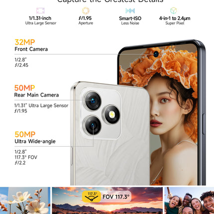 Ulefone Note 18 Ultra 5G mobiiltelefon ilma lepinguta, 50MP + 50MP + 32MP kaamera, 12GB + 256GB/SD-2TB Android 13 nutitelefon 18W kiirlaadimisega, 6,78-tolline FHD+, 5450mAh aku, GPS/OTG/NFC, must