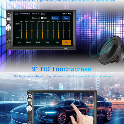 Podofo Carplay 1Din autoraadio 7-tollise ekraaniga, Bluetooth 5.1, Android Auto, peegliühendus iOS-ile ja Androidile, mikrofon/SD/USB/ekvalaiser/rooli juhtimine 7 värvilise nupuga ja tahavaatekaameraga