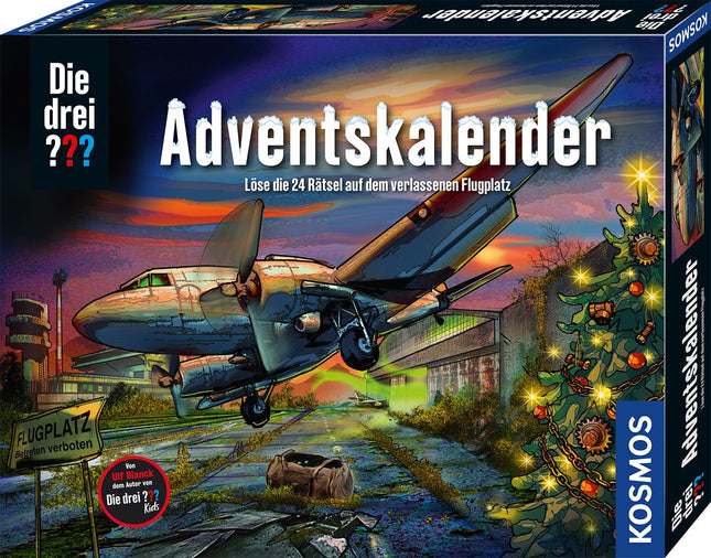 Kolme uurija advendikalender 2024 KOSMOS 632571 poolt, Lahenda 24 mõistatust mahajäetud lennuvälja kohta, Mänguasjade ja puslede advendikalender lastele vanuses 8 ja vanemad
