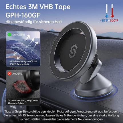 SYNCWIRE MagSafe autohoidik - painduv pöörlev magnetiline telefonihoidik armatuurlauale, tugevad magnetid, autotelefonihoidik, universaalne, ühildub iPhone'i, Samsungi, Pixeli ja MagSafe'iga