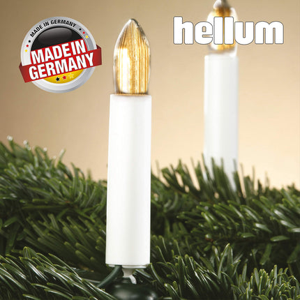 Hellum Christmas tree light chain, ribbed candles for indoor use, 30-piece Christmas tree light chain warm white, with white shaft, green cable &lt; 59 lumens 813012