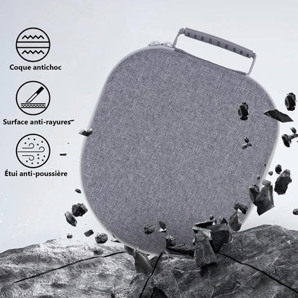 Hard Case for AirPods Max Headphones with Sleep Mode, Travel Headphones, Hard Shell Protective Case, Smart Zippered Case for Charger and Accessories, Gray
