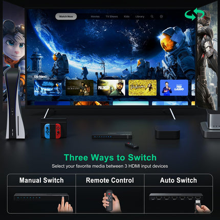 HDMI-lüliti 4K 60Hz, AVIDGRAM HDMI 2.0 lüliti 5 sisendit 1 väljund, 5 pordiga HDMI-valija IR-puldiga, toetab HDCP 2.2 HDR10 3D 18Gbps Xbox PS4 HDTV monitorile