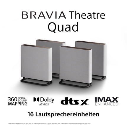 Sony BRAVIA Theatre Quad - Home entertainment system with four wireless speakers, 360 spatial sound mapping, sound field optimization, 3-way speakers, Dolby Atmos/DTS:X