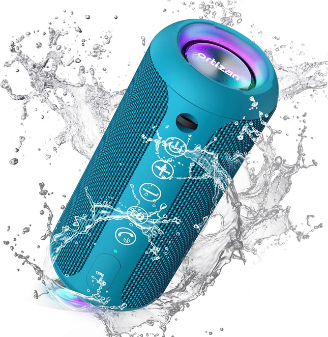 Ortizan Bluetooth kõlar, LED-tulega Bluetooth-kast, kaasaskantav minimuusikakast käed-vabad funktsiooniga, IPX7 veekindlus ja 360° ruumiline heli, juhtmevaba õuekõlar AUX-ühendusega, TF-ühendus