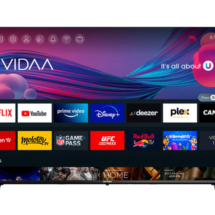 DYON Smart 55 VX - 55-tolline (139 cm) 4K UHD nutiteler HD kolmekordse tuuneriga (DVB-C/-S2/-T2), App Store'i, Prime Video, Netflixi, YouTube'i, DAZN-i, Disney+ ja hotellirežiimiga