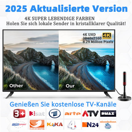 DVB-T/DVB-T2 antenn võimendiga - HDTV siseantenn teleritele, pika leviala ja 360° vastuvõtuga, magnetilise alusega - 5-meetrine kaabel, toetab 4K HD kanaleid ja kõiki telereid