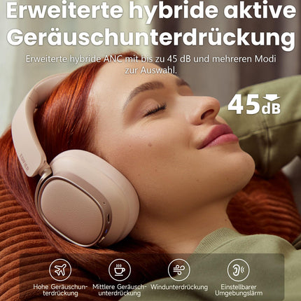 Edifier ES850NB juhtmevabad kõrvaklapid mürasummutusega, kõrglahutusega heli, LDAC, 92 tundi mänguaega, Bluetooth 5.4 ja mitmikpunktühendus, tehisintellektiga kõnemüra vähendamine, kokkupandav – roosa