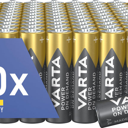 VARTA AA patareid, 100 tk, Power on Demand, leelispatareid, 1,5 V, keskkonnasõbralikus pakendis hoiupakend, ideaalne arvutitarvikute ja nutika kodu seadmete jaoks
