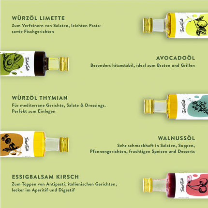 TIMBER TASTE® äädika ja õli kinkekomplekt naistele [ergutav] - 5 suurepärast äädikat ja toiduõli [5x40ml] - toidukarpide komplekt - eriline kinkekomplekt emadepäevaks - emadepäeva kinkekarp emale