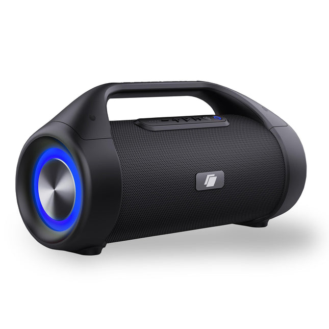 Caliber Bluetooth Speaker - Wireless Bluetooth Music Box - AUX and USB - With LED Lighting - 12h Battery - Black