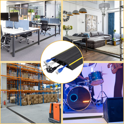 Floor cable bridge, 3M floor cable duct, flexible PVC floor cable protection, floor cable cover for office, workshop, warehouse, concert etc., cable protection and prevention of tripping hazards