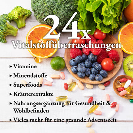 Toidulisandite advendikalender 2024 – 24 kvaliteetset toitumisüllatust | Vitamiinid, mineraalid, supertoidud – ideaalne tervislikuks jõuluhooajaks | Jõusaali advendikalender – kingiidee