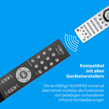 TechniSat ISIZAPPER Universal – Learning remote control for seniors with extra-large buttons and LED signal light for visual confirmation