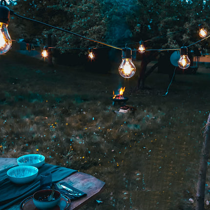 hellum LED party light chain outside, light chain light bulbs warm white with 10 lamps, illuminated length 4.5m, 59 lm party lighting room garden balcony party indoor and outdoor 577884