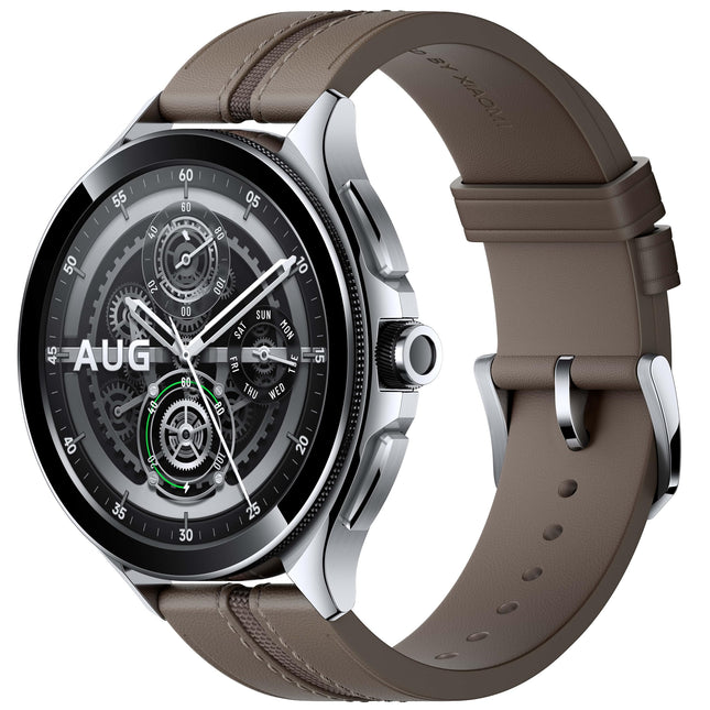 Xiaomi Watch 2 Pro - Bluetooth® hõbedane ümbris pruuni nahkrihmaga